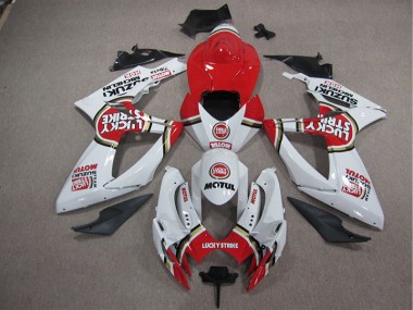 Bianco Lucky Strike Rosso Motul Kit Carenatura Completo ABS Suzuki GSXR 1000 K5 2005-2006