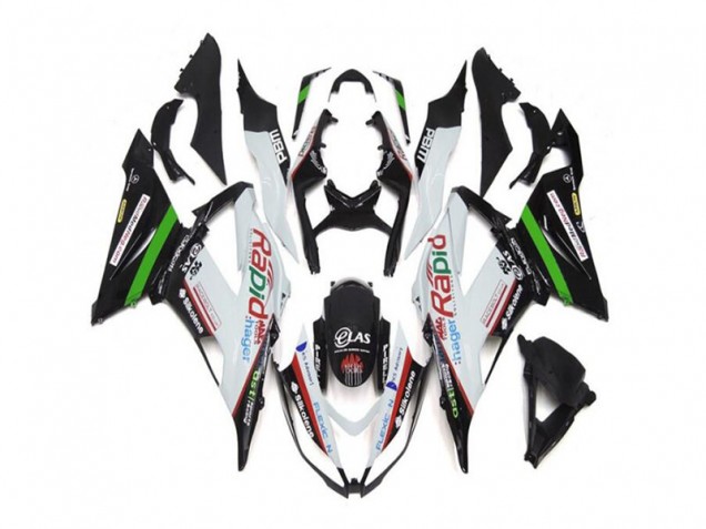 Bianco Nero ABS Kit Carenatura Kawasaki ZX6R 2013-2018