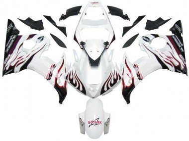 Bianco Nero Rosso Fiamma Carene Yamaha R6 2003-2005