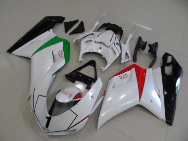 Bianco Perla con Italy Bandiera Carene Ducati 848 1098 1198 2007-2014