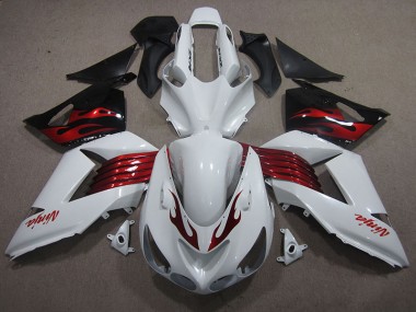 Bianco Rosso Ninja Carene Kawasaki ZX14R ZZR 1400 2006-2011