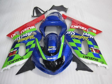 Blu Verde Rosso Telefumia Movistar Carene Suzuki GSXR 600 K1 K2 K3 2001-2003