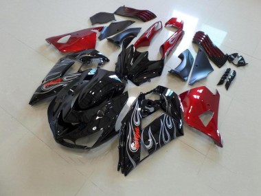 Nero Nd Rosso Argento Fiamma Carene Kawasaki ZX14R ZZR 1400 2006-2011