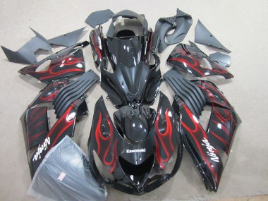 Nero Rosso Fiamma Ninja Carene Kawasaki ZX14R ZZR 1400 2006-2011