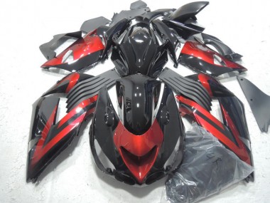 Nero Rosso Kits Carenatura Iniezione Kawasaki ZX14R ZZR 1400 2006-2011