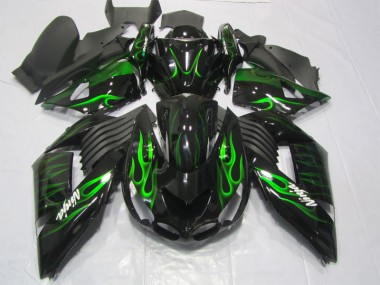 Nero Verde Fiamma Ninja Carene Kawasaki ZX14R ZZR 1400 2006-2011