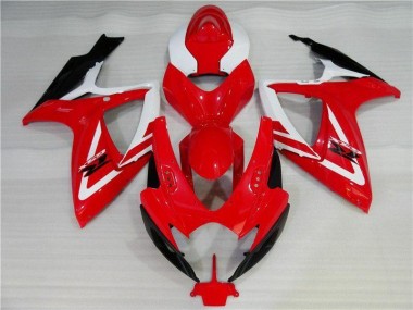 Rosso Bianco Kits Carenatura Iniezione Suzuki GSXR 600 / 750 K6 2006-2007