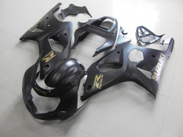Tutto Nero Opaco con Oro Adesivo Carene Suzuki GSXR 1000 K1 2000-2002